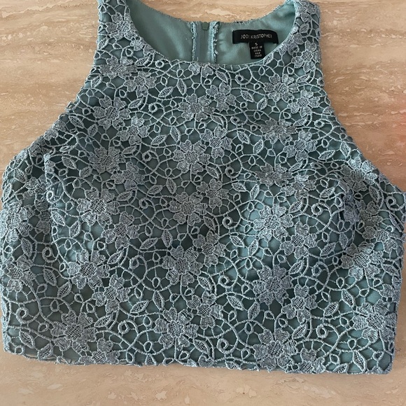 halter top teal blue formal y2k sequin glitter Sz 5 - Picture 1 of 7